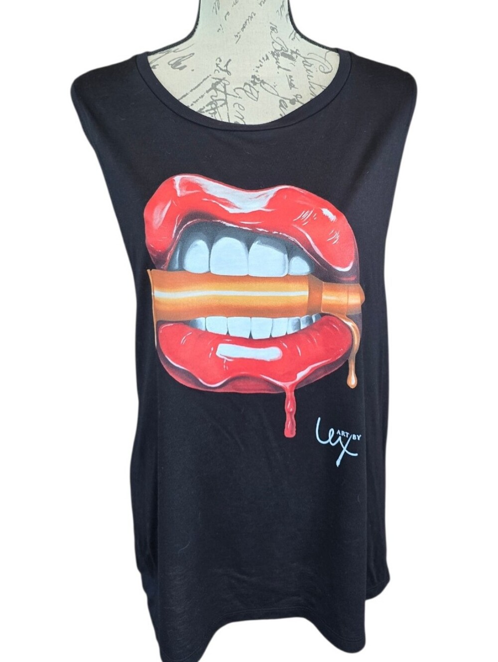 Bite Me Alexa Jacobs Black Graphic Racerback Tank Top 2XL - Picture 6 of 8